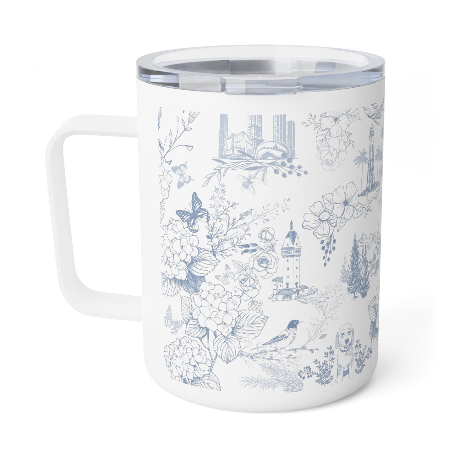 Saffir Fahey Toile Insulated Coffee Mug, 10oz