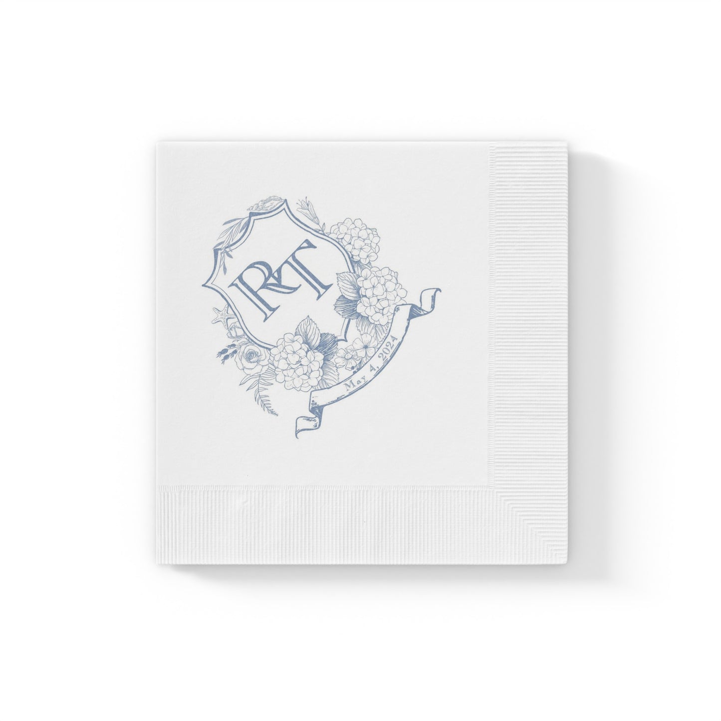 White Coined Napkins CREST Saffir Fahey