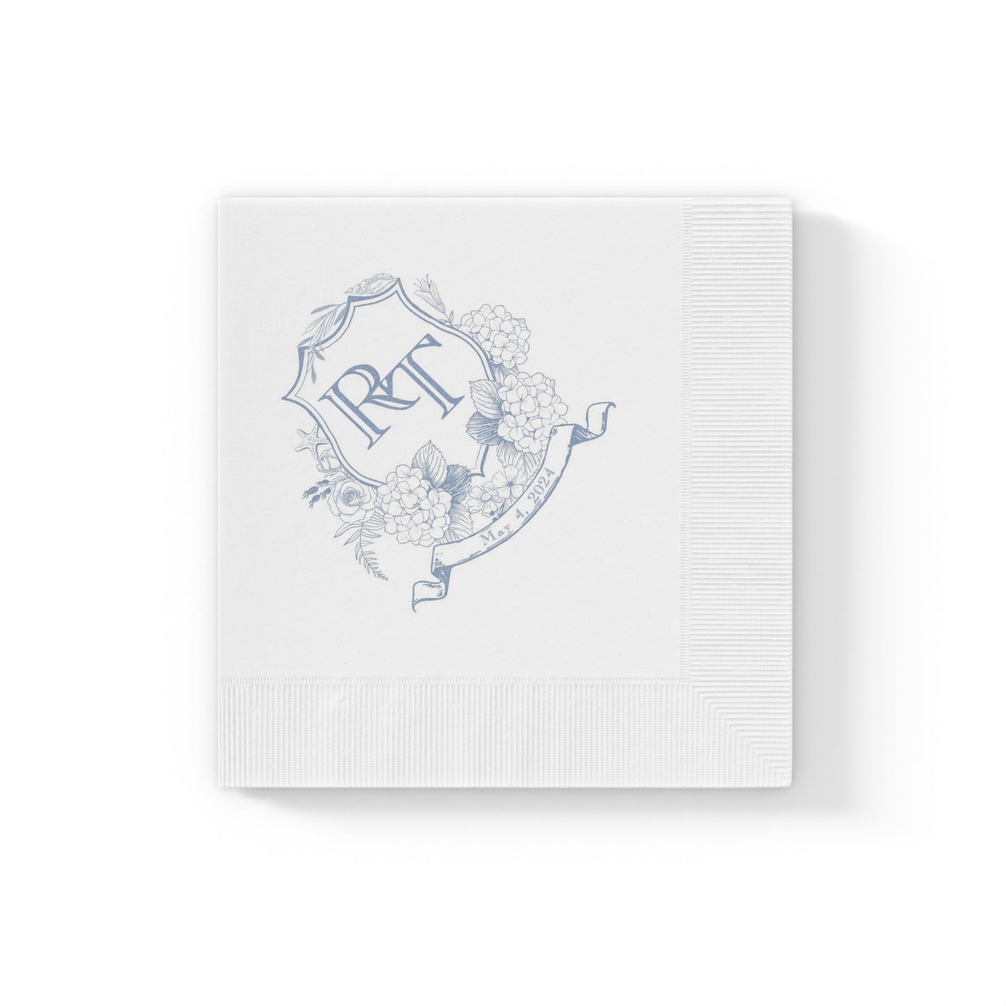 White Coined Napkins CREST Saffir Fahey