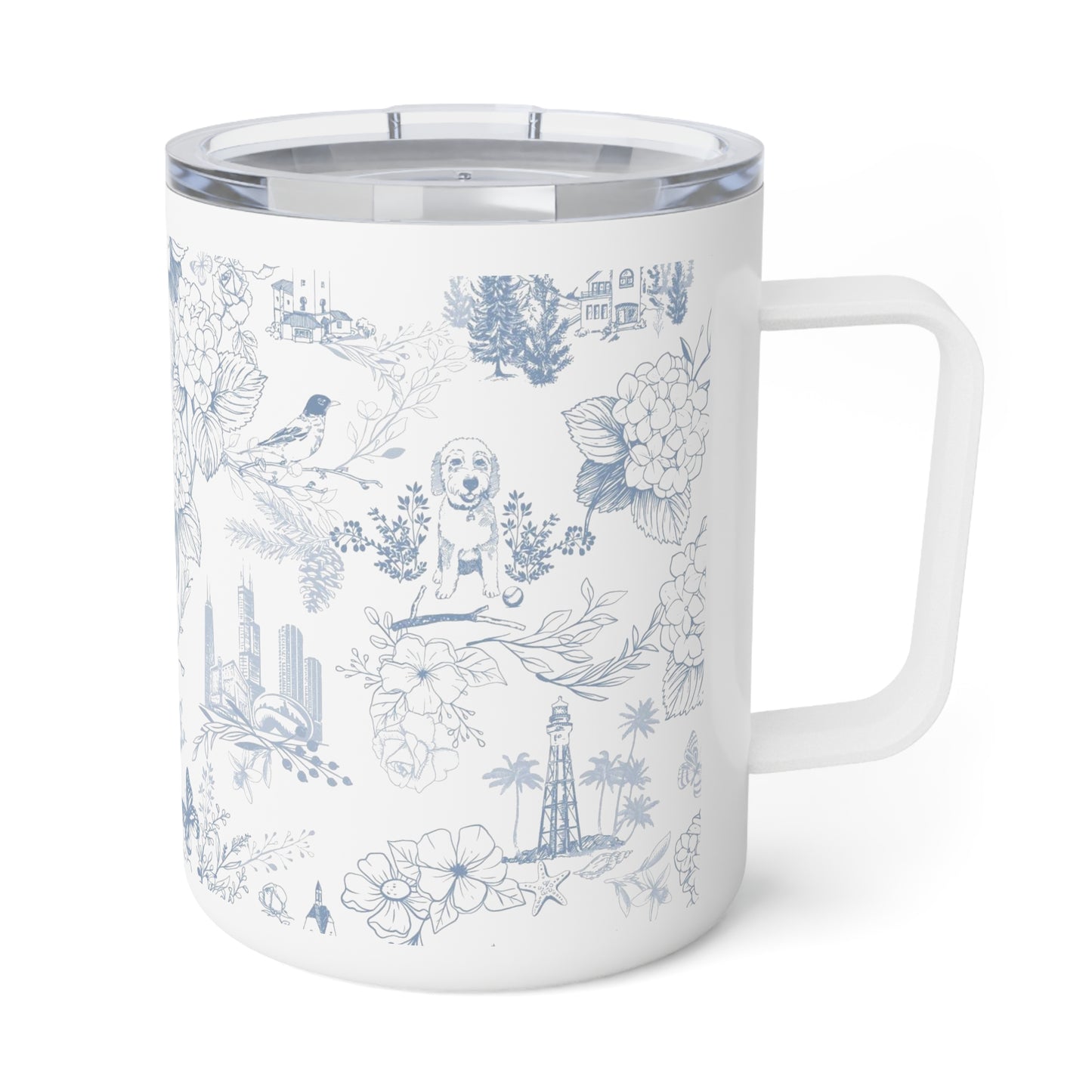 Saffir Fahey Toile Insulated Coffee Mug, 10oz