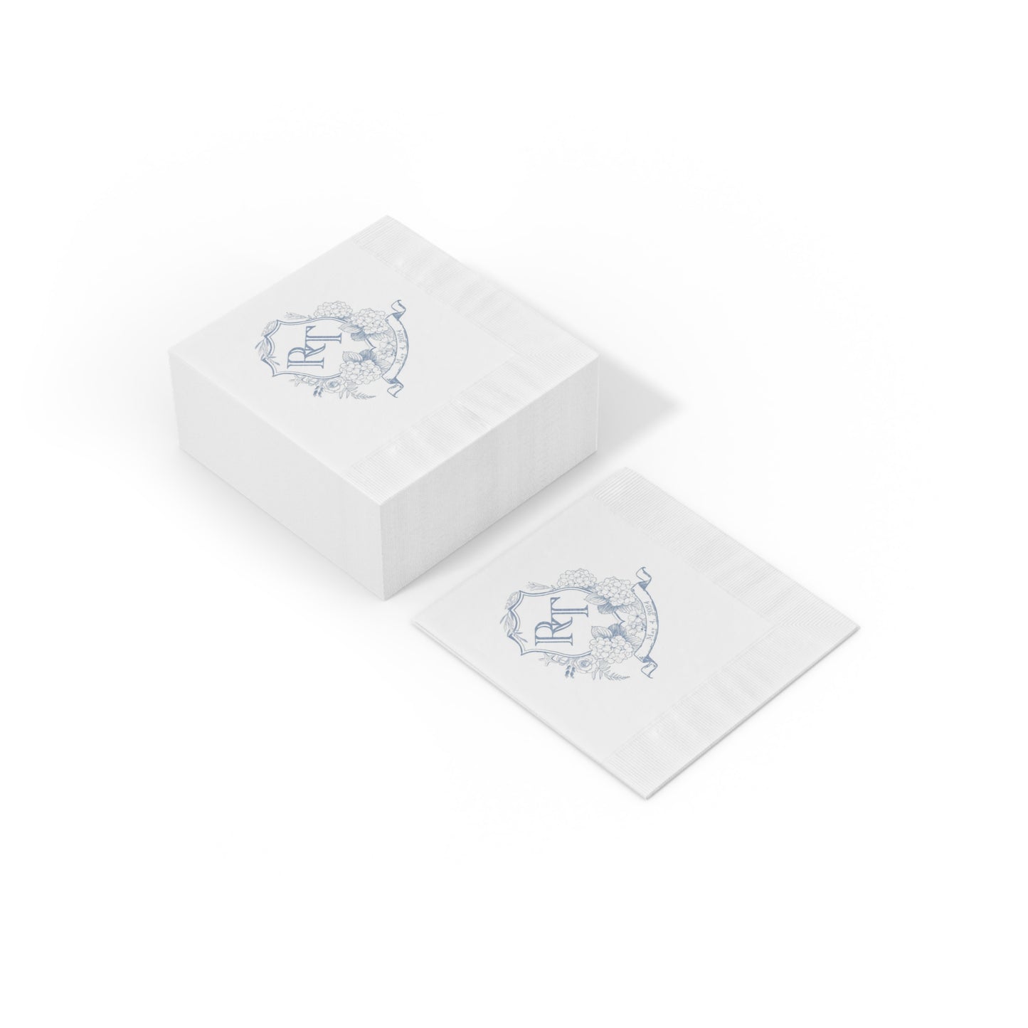 White Coined Napkins CREST Saffir Fahey