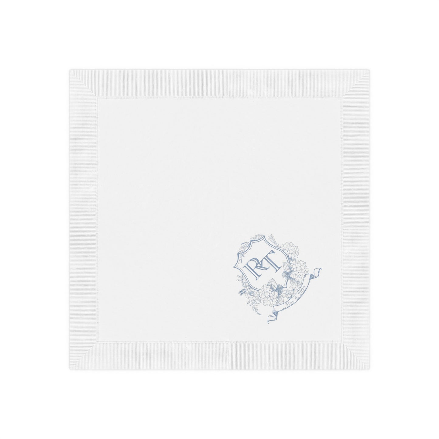 White Coined Napkins CREST Saffir Fahey