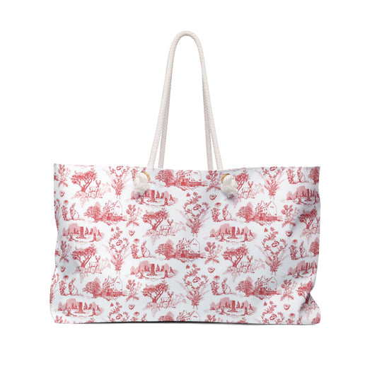 Sassenach Toile Weekender Bag — Outlander-inspired Red Travel Tote