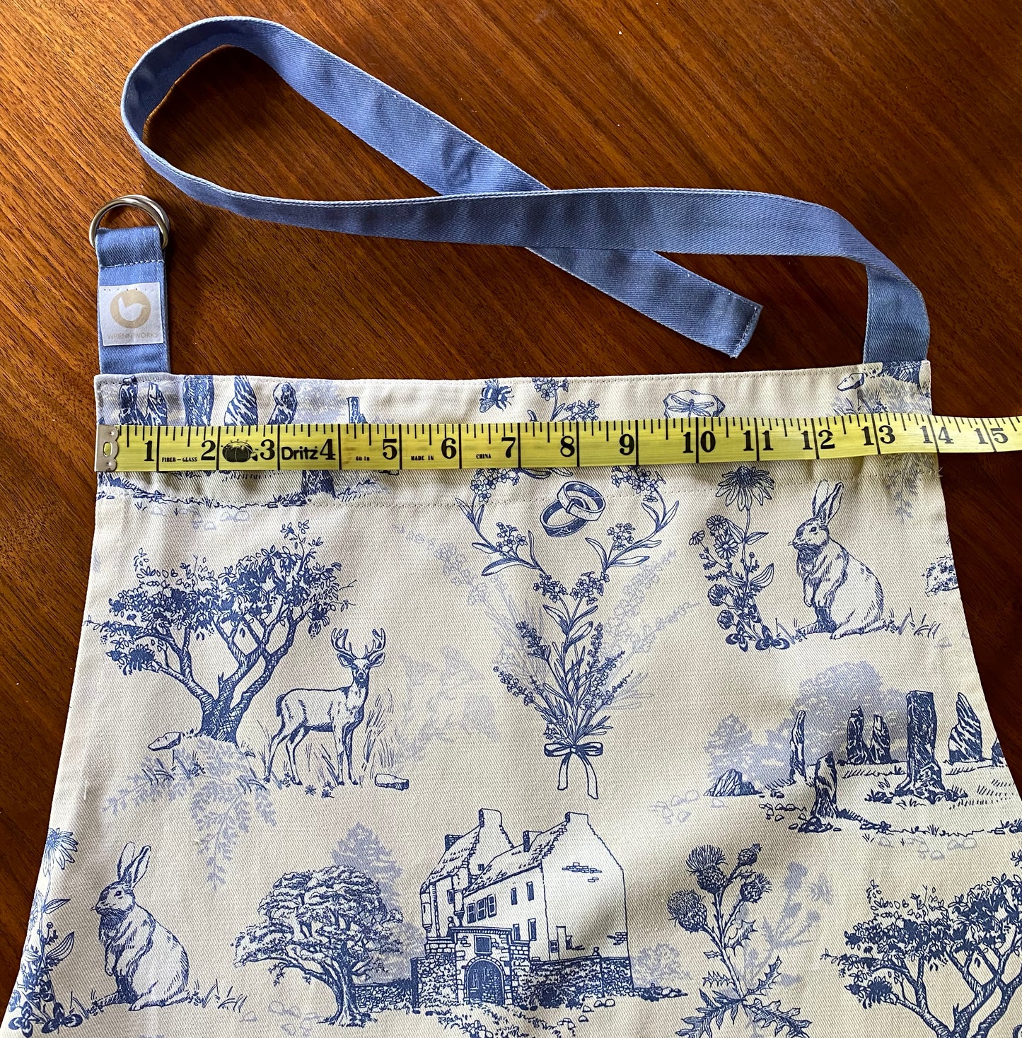 Outlander Sassenach Toile Blue Apron | Scottish Highland Cotton Kitchen Wear