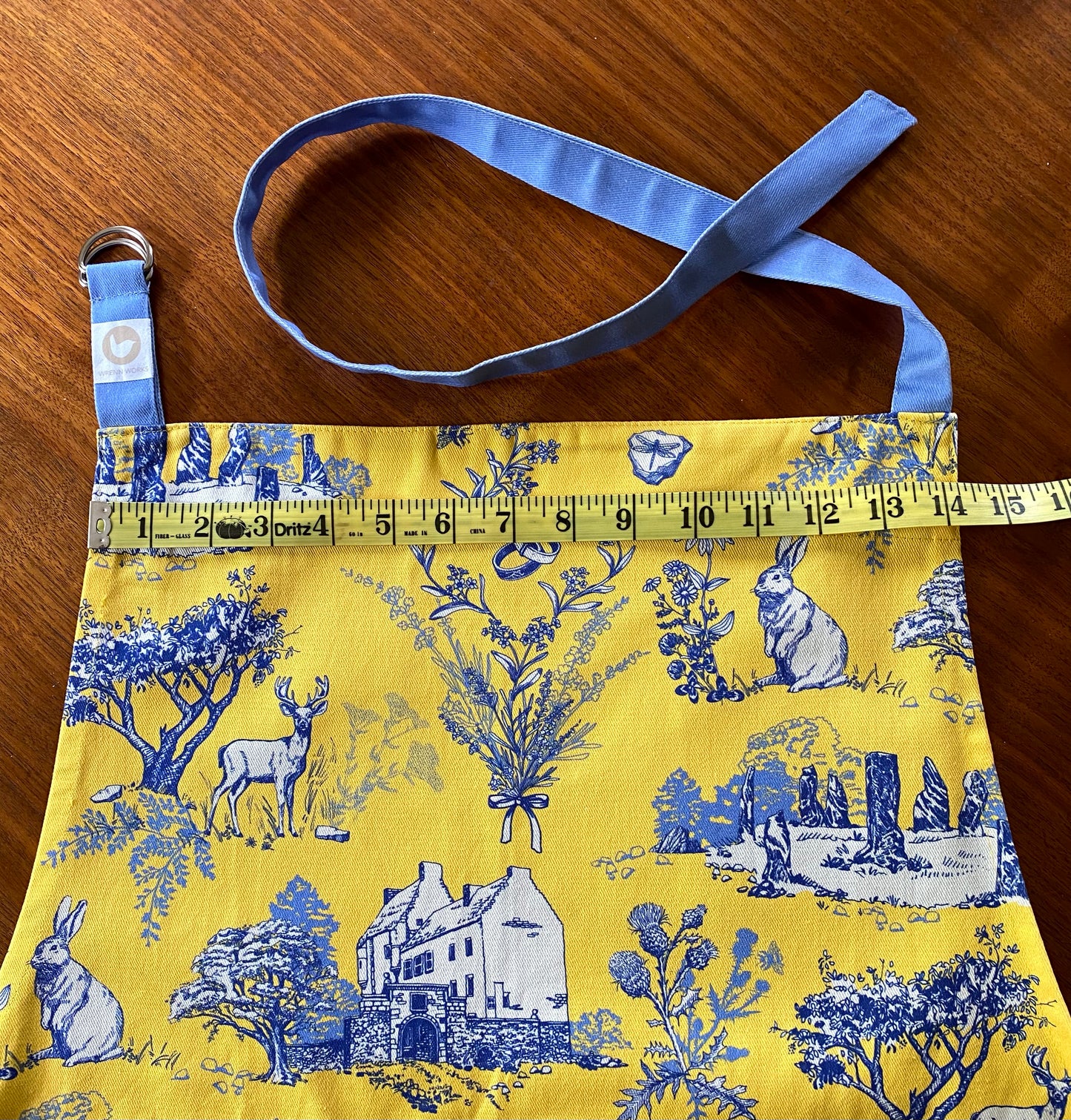 Outlander Sassenach Toile Blue Apron | Scottish Highland Cotton Kitchen Wear