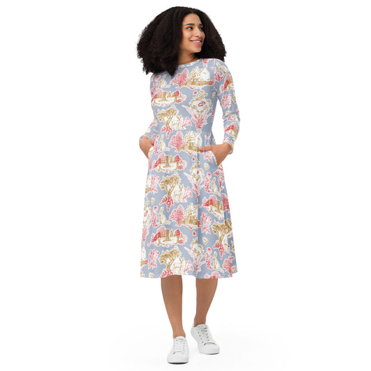 Sassenach Toile long sleeve midi dress - FREE SHIPPING