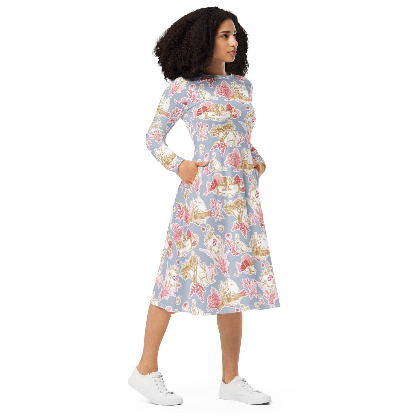 Sassenach Toile long sleeve midi dress - FREE SHIPPING