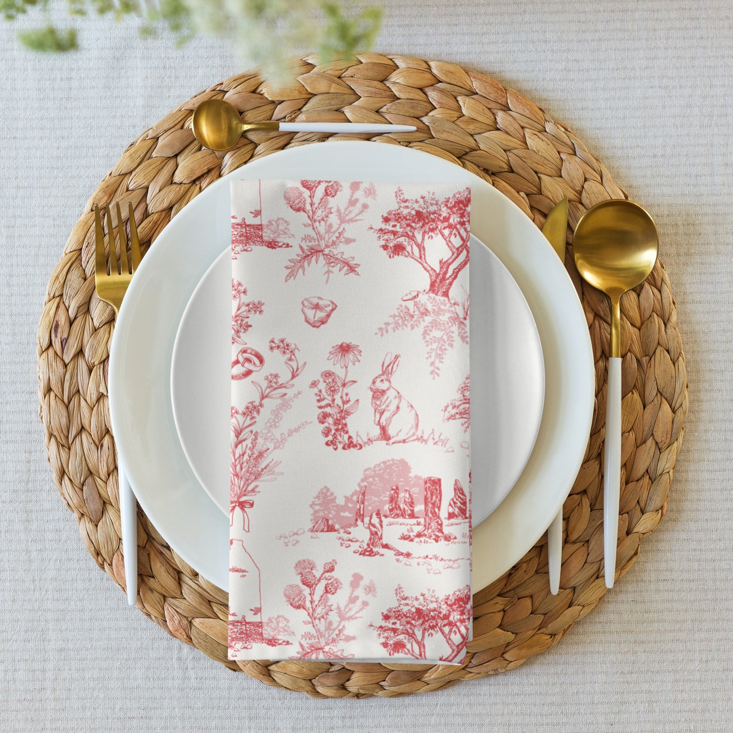 Sassenach Toile Cloth napkin set of 4, Red - FREE SHIPPING