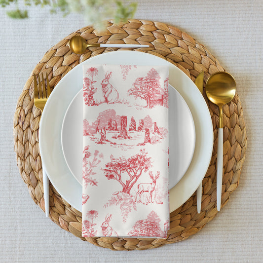 Sassenach Toile Cloth napkin set of 4, Red - FREE SHIPPING