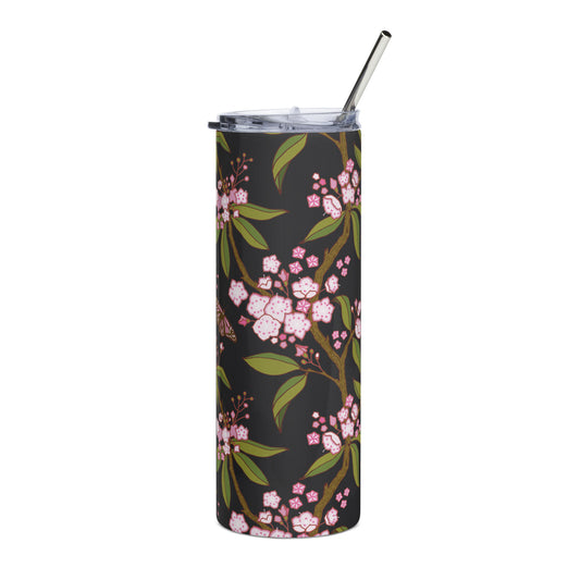 Mountain Laurel stainless steel tumbler - Charcoal, FREE SHIPPING