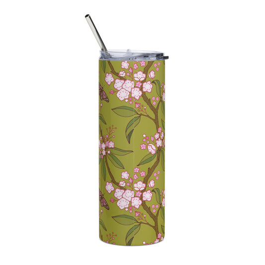 Mountain Laurel Stainless steel tumbler, Green - FREE SHIPPING