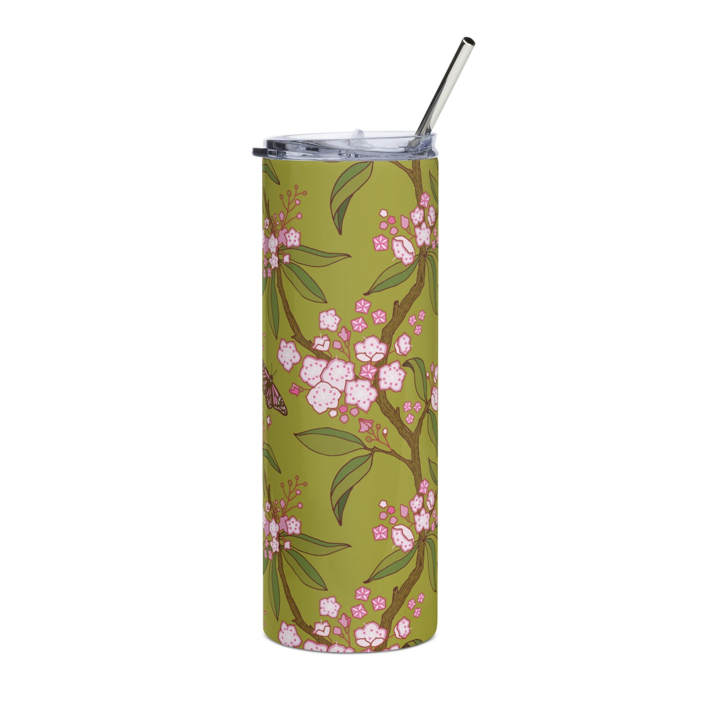 Mountain Laurel Stainless steel tumbler, Green - FREE SHIPPING