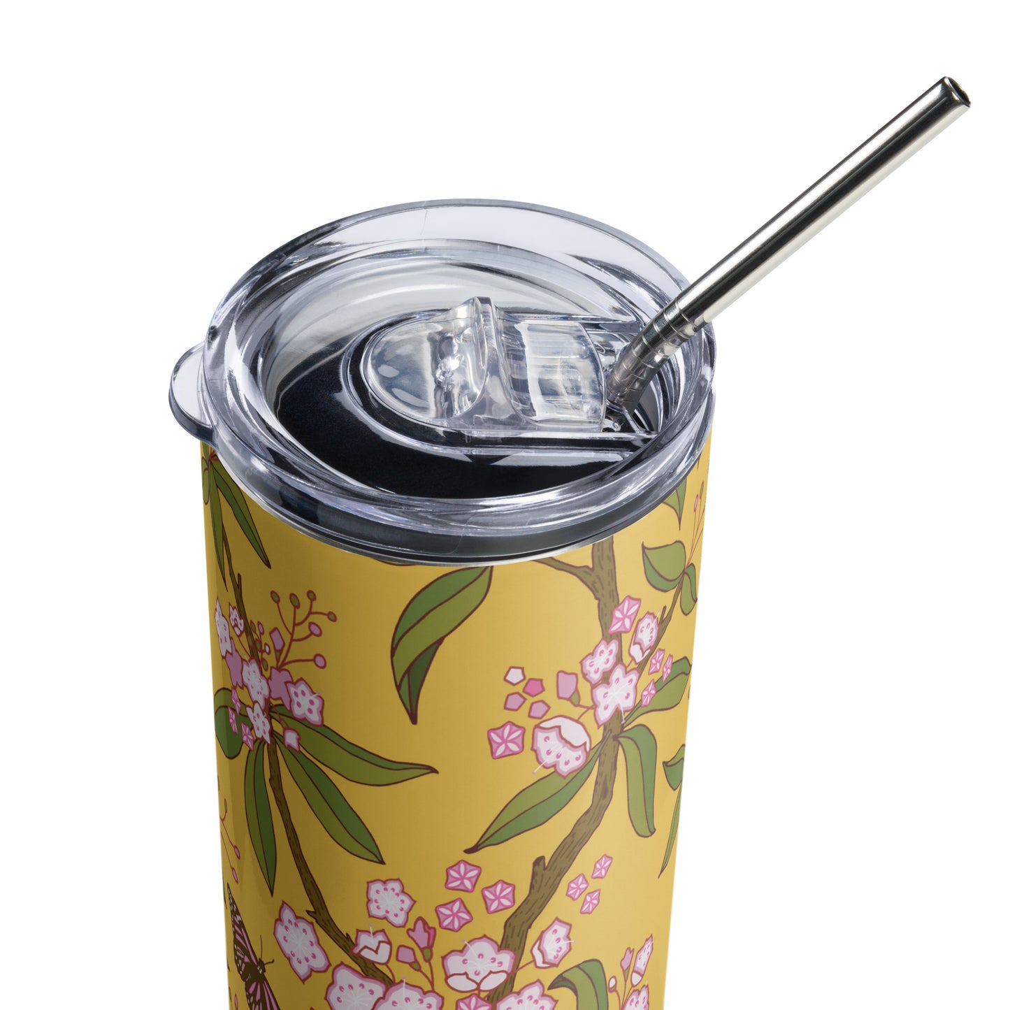 Mountain Laurel Stainless steel tumbler, Yellow, FREE SHIPPING